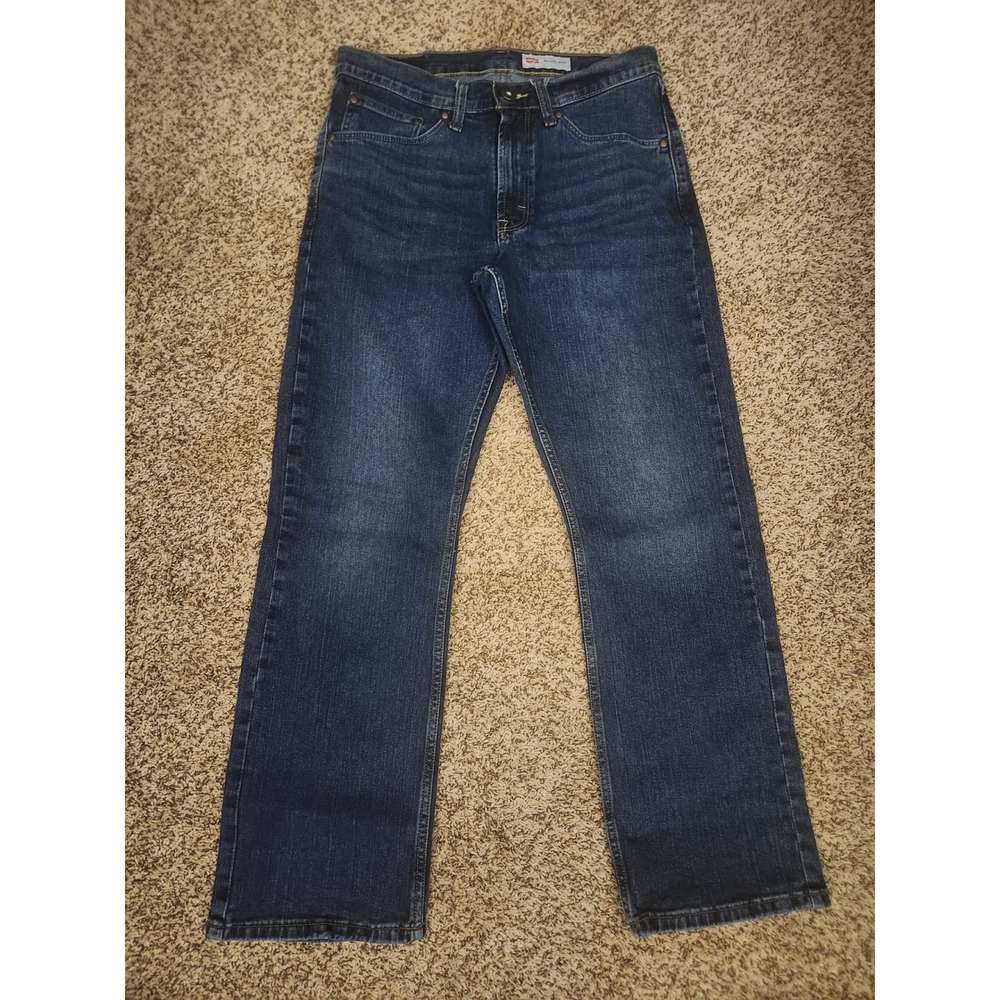 Wrangler Relaxed Bootcut Jeans Mens 30x28 Dark Wash Blue Denim Premium Quality